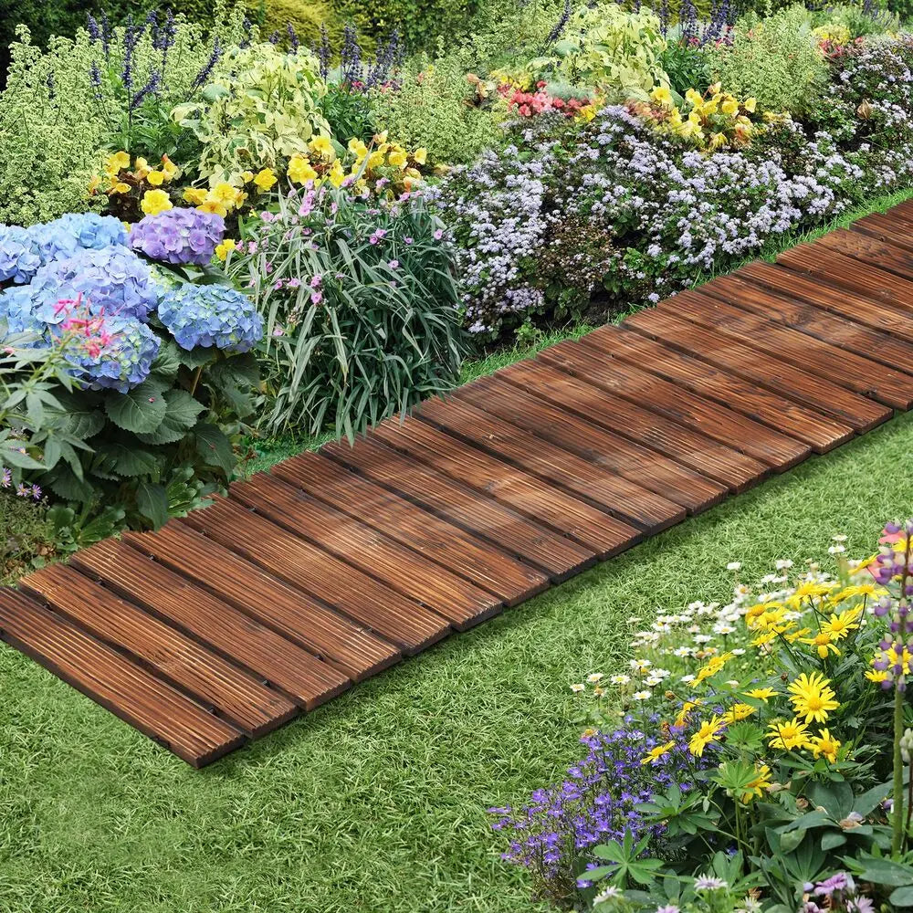 2pcs Wooden Garden Pathway Roll-Out Walkway 8FT Straight