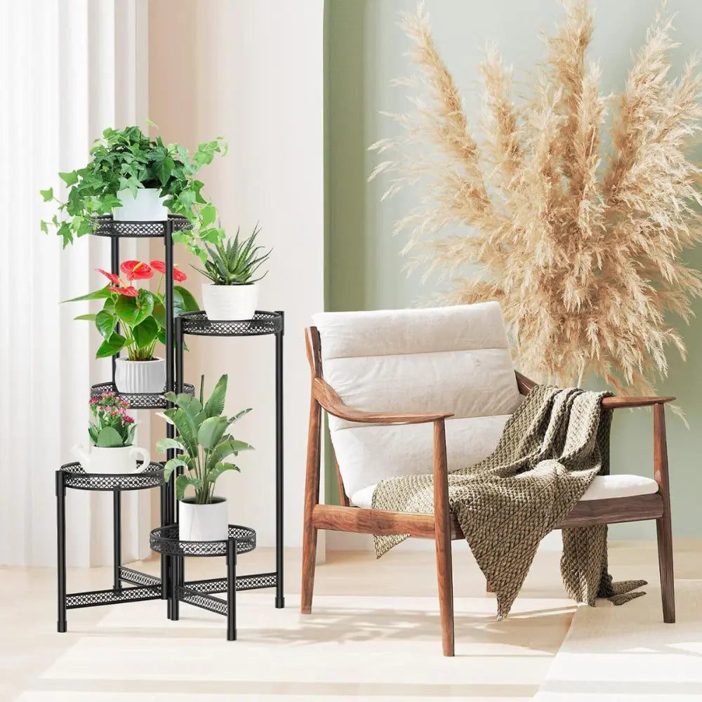 4 Tier Metal Flower Pot Rack Corner Shelving Storage Shelf
