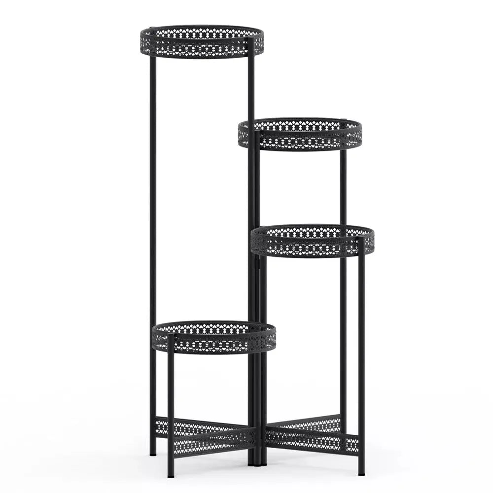 4 Tier Metal Flower Pot Rack Corner Shelving Storage Shelf