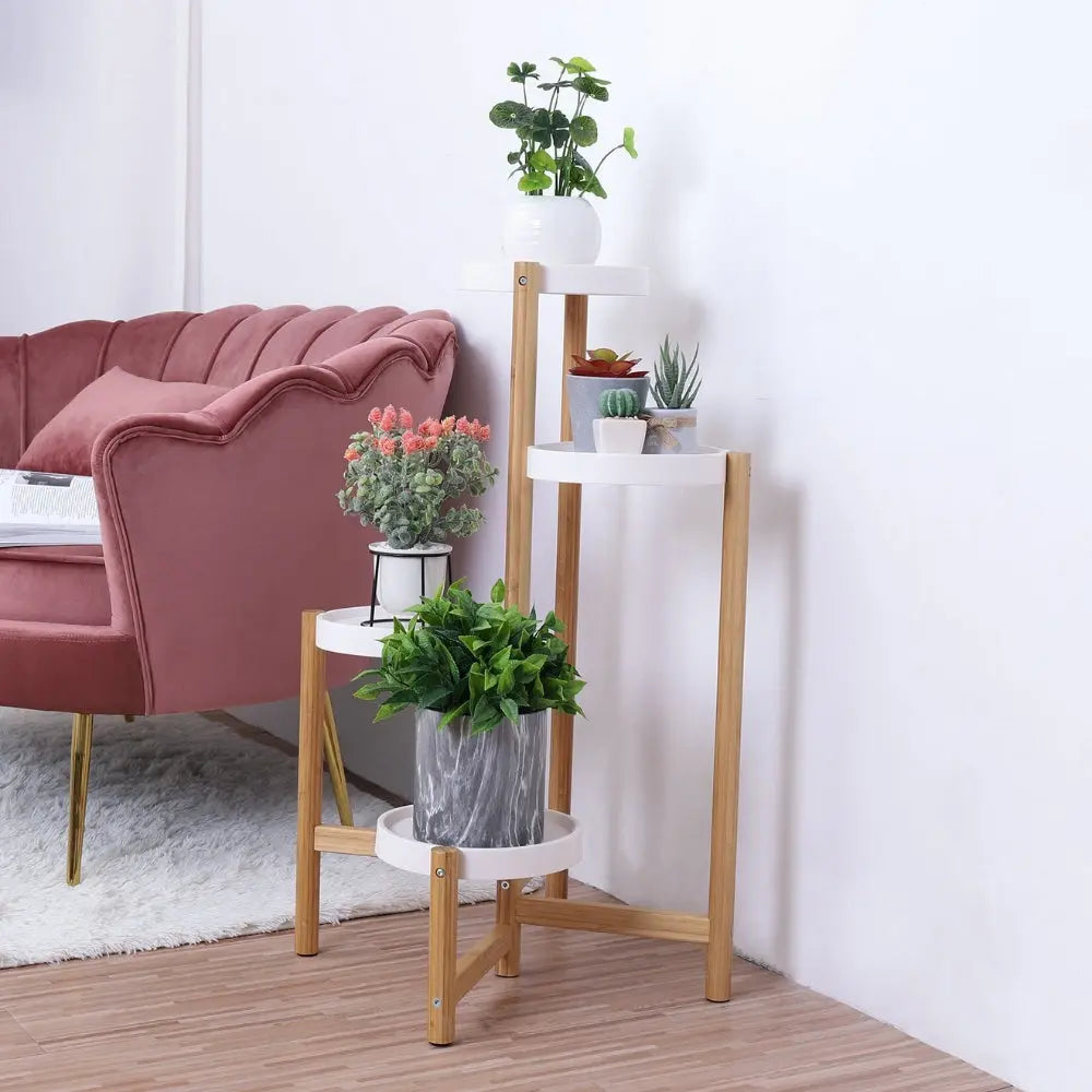 4 Tier Plant Shelf Stand Bamboo Plant Pot Holder Tall Flower Stand Rack