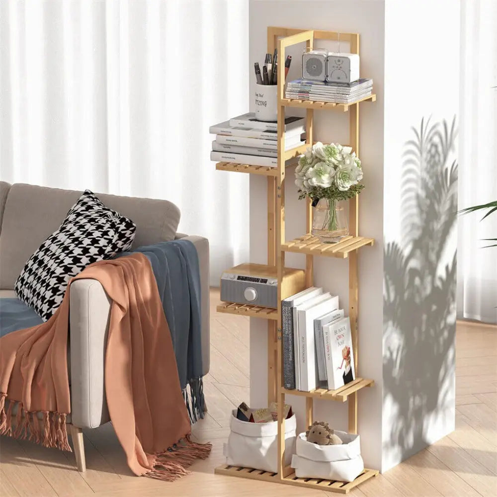 5/6 Pot Vertically Bamboo Flower Shelf Rack Pots Display Corner Shelving