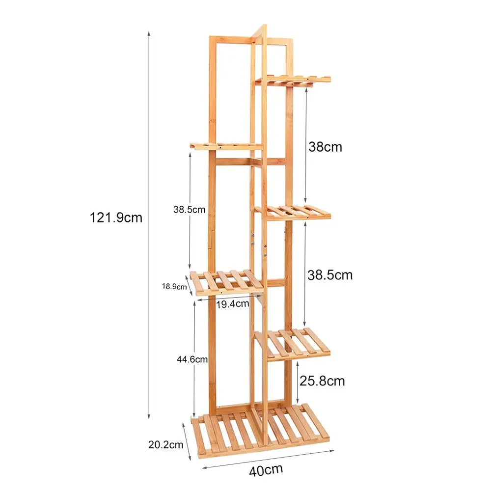 5/6 Pot Vertically Bamboo Flower Shelf Rack Pots Display Corner Shelving