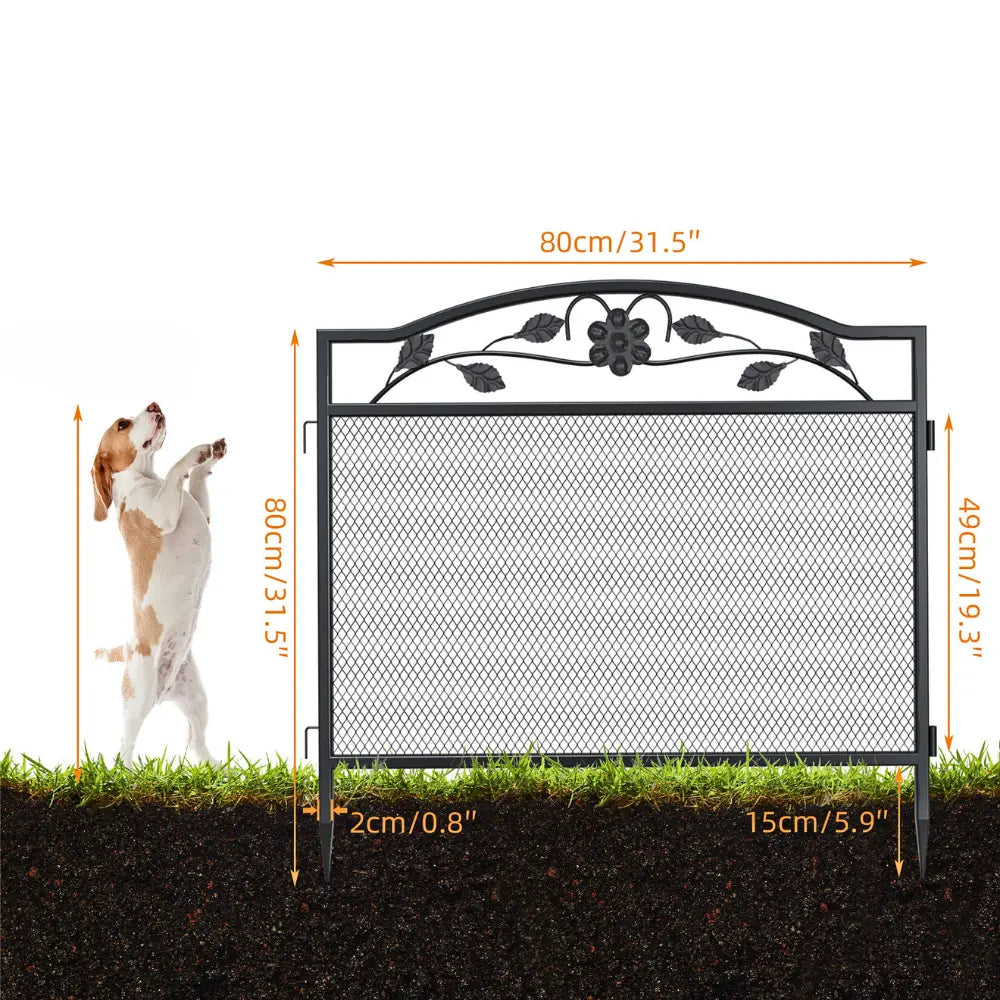 5 Panel Garden Entry Path Fence Black Metal Garden Barrier Border