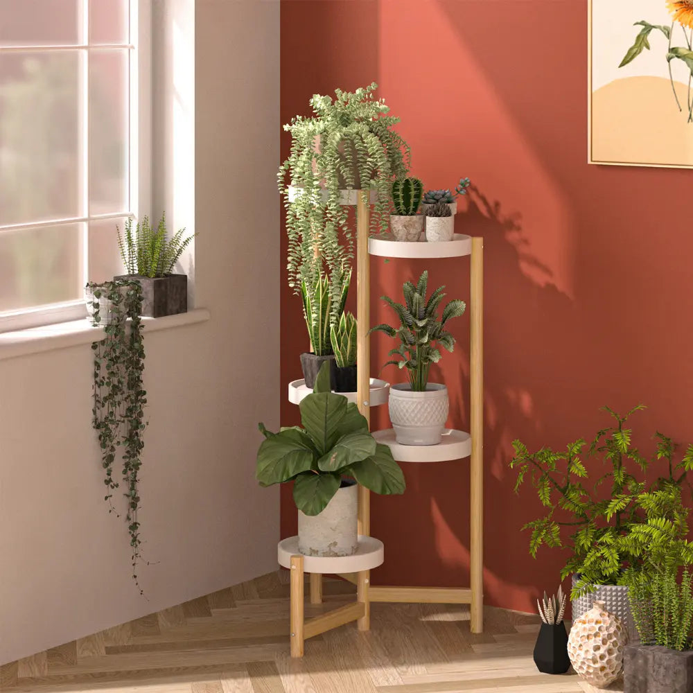 5 Tier Tall Corner Plant Stand Holder and Display Rack