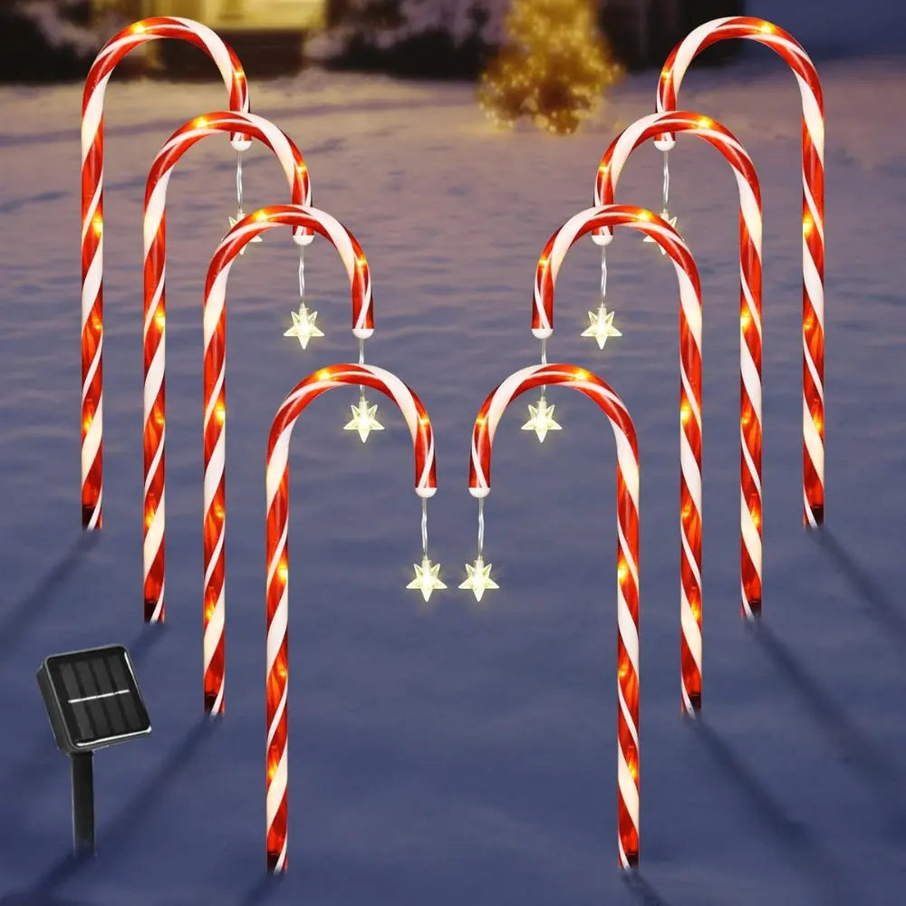 5PCS Set Solar Cane Light Outdoor Waterproof Christmas Candy Ground Light Garden