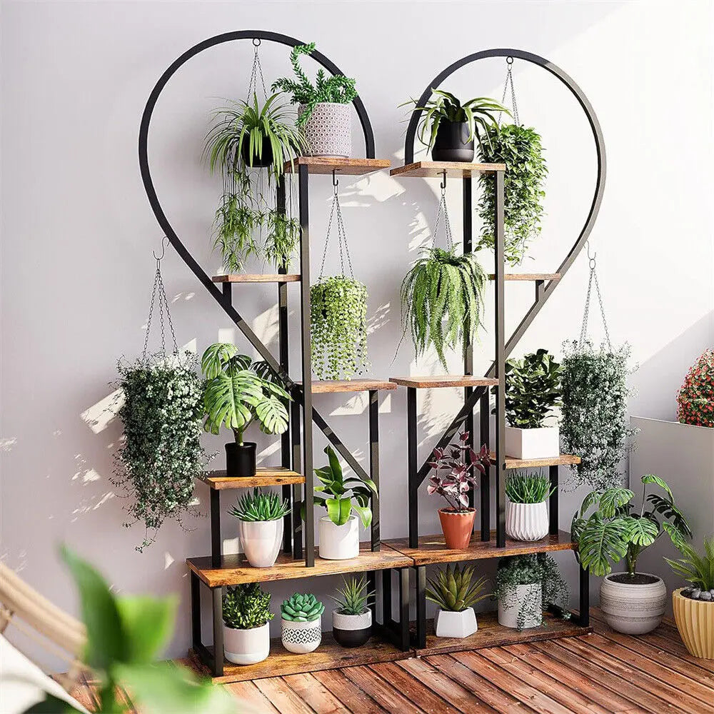 6 Tier Metal Plant Shelf Heart Shape Ladder Plant Stands