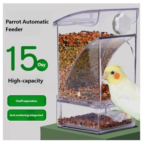 Hanging Automatic Bird Feeder – Anti-Spill Durable Plastic Bird Food Dispenser for Budgie, Canary & Finch | Easy Cage Mount