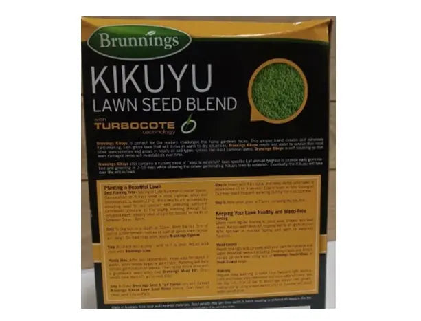 Brunnings Kikuyu Lawn Grass Seed Blend 1 kg – Fast‑Growing Durable Turf Bonnyrigg Produce & Garden Supplies