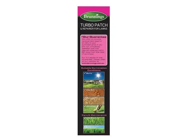 Brunnings Turbo Patch Repairer 800 g – Fast Lawn Patch Fix with Seed & Fertiliser Bonnyrigg Produce & Garden Supplies