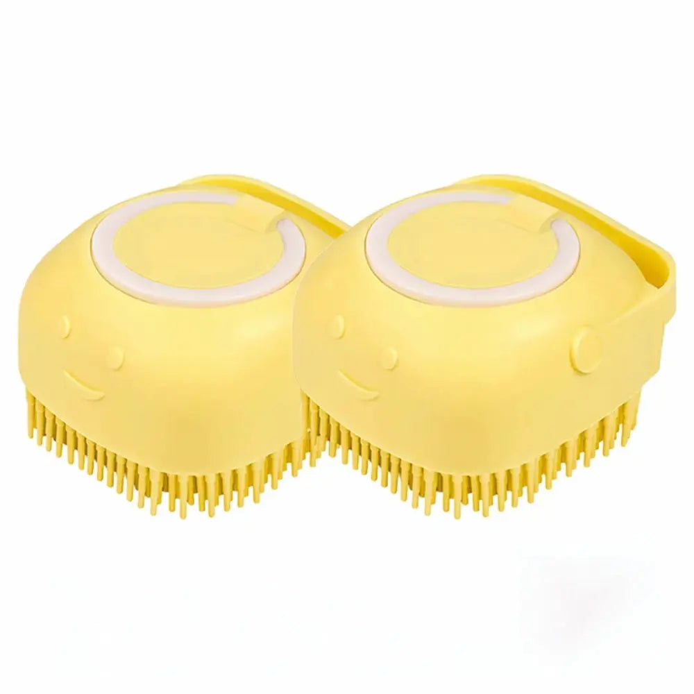 Dog Bathing & Massage Brush – Soft Silicone Brush with Shampoo Dispenser