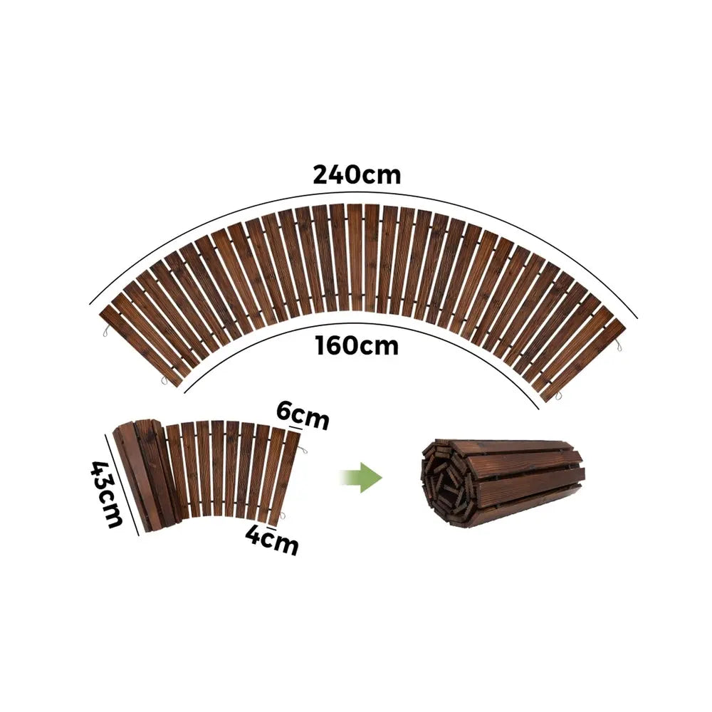 Garden Wooden Pathway Roll-Out Curved 8ft