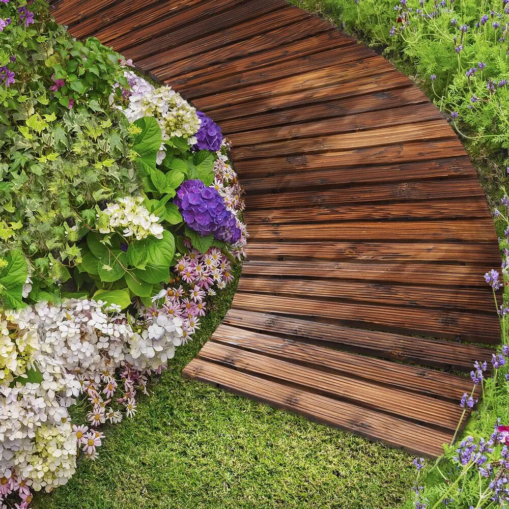 Garden Wooden Pathway Roll-Out 8ft | Curved Fir Walkway