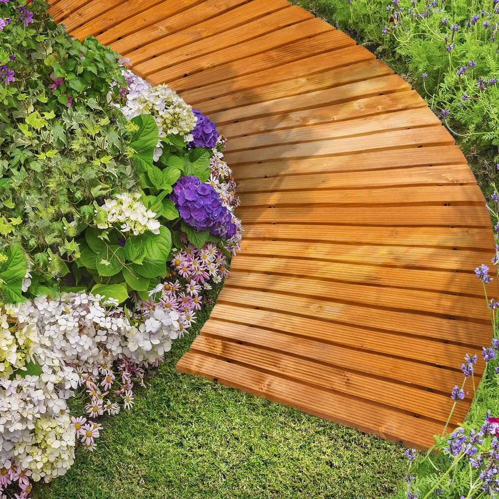 Garden Wooden Pathway Roll-Out Curved 8ft Natural
