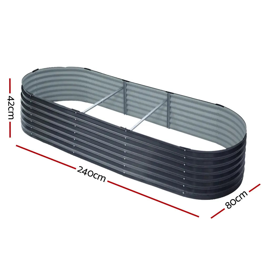 Green Fingers Garden Bed 240X80X42cm Oval Planter Box Raised Container Galvanised Bonnyrigg Produce & Garden Supplies