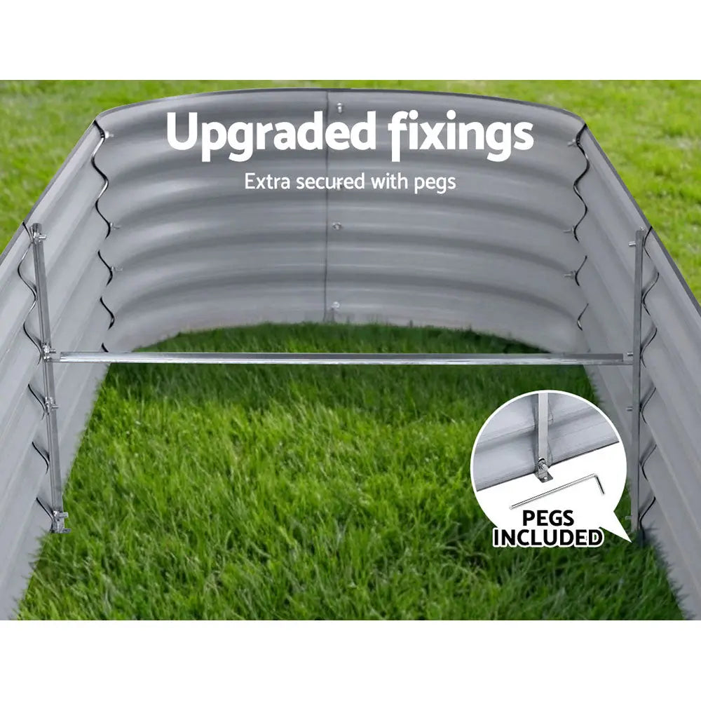 Green Fingers Garden Bed 240X80X42cm Oval Planter Box Raised Container Galvanised Bonnyrigg Produce & Garden Supplies