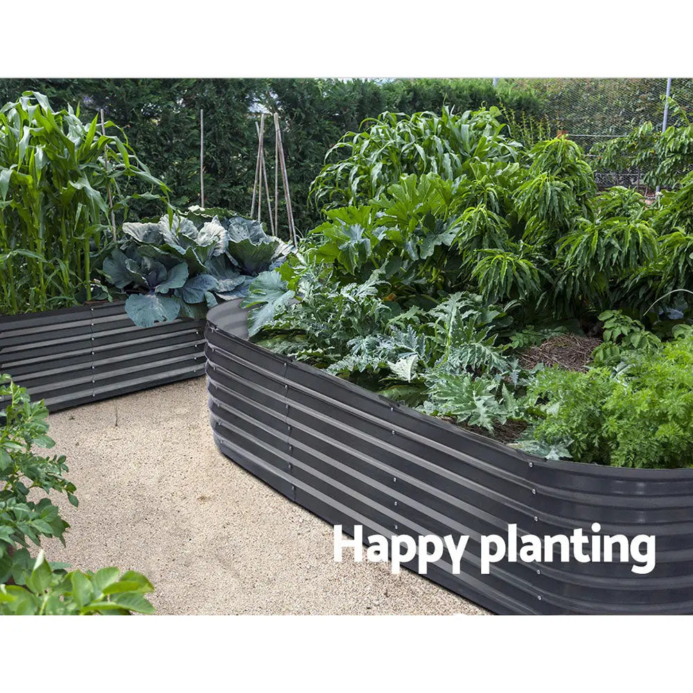 Green Fingers Garden Bed 240X80X42cm Oval Planter Box Raised Container Galvanised Bonnyrigg Produce & Garden Supplies
