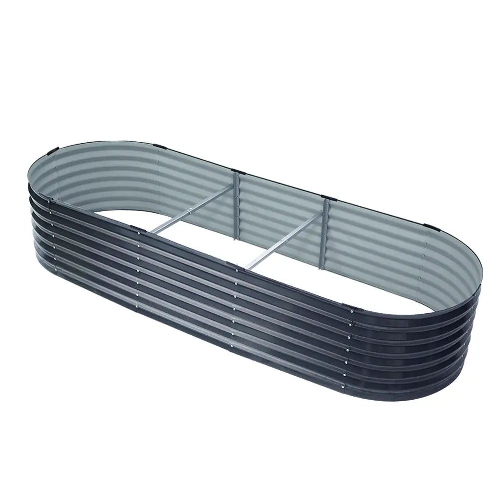 Green Fingers Garden Bed 240X80X42cm Oval Planter Box Raised Container Galvanised Bonnyrigg Produce & Garden Supplies