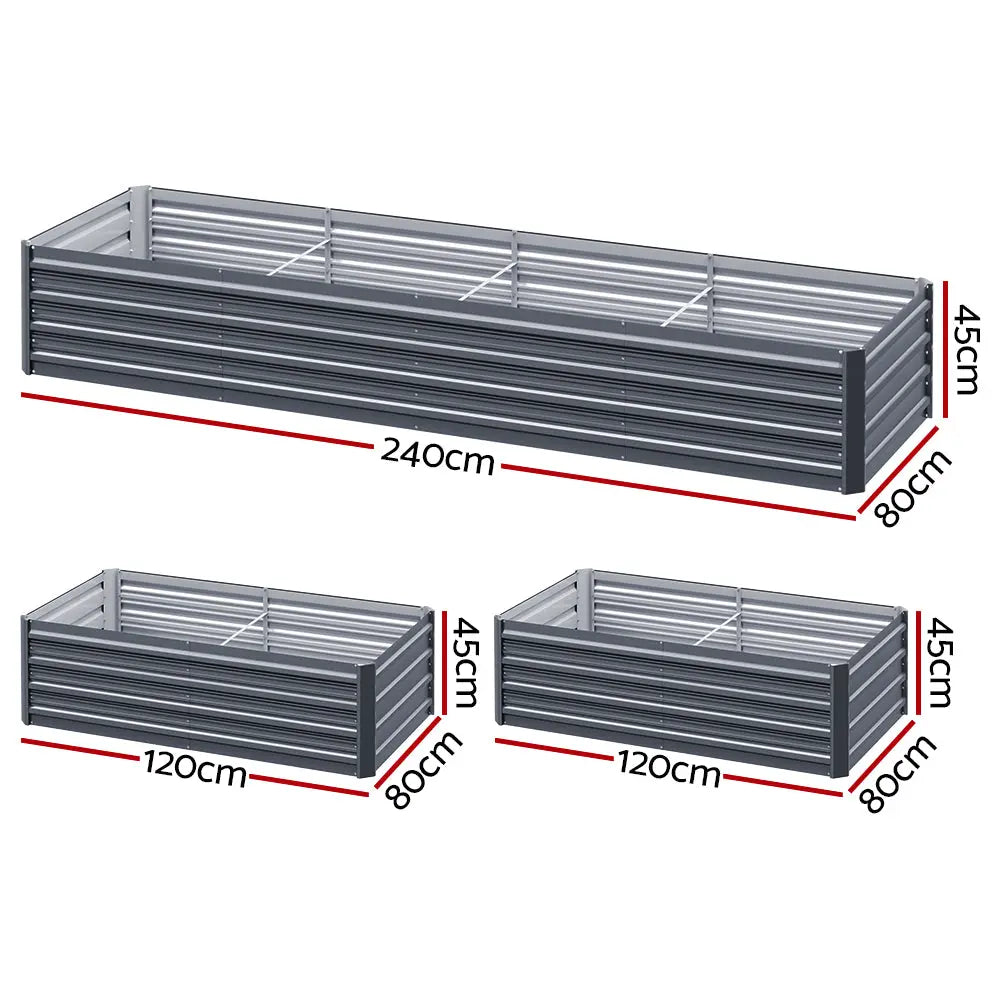 Green Fingers Garden Bed 240X80X45cm Planter Box Raised Container Galvanised Herb Bonnyrigg Produce & Garden Supplies