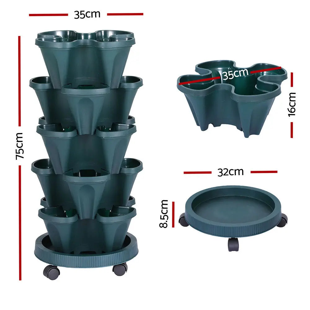 Green Fingers Garden Bed 5 Tier Vertical Garden Strawberry Stackable Planters Herbs Petunias Bonnyrigg Produce & Garden Supplies