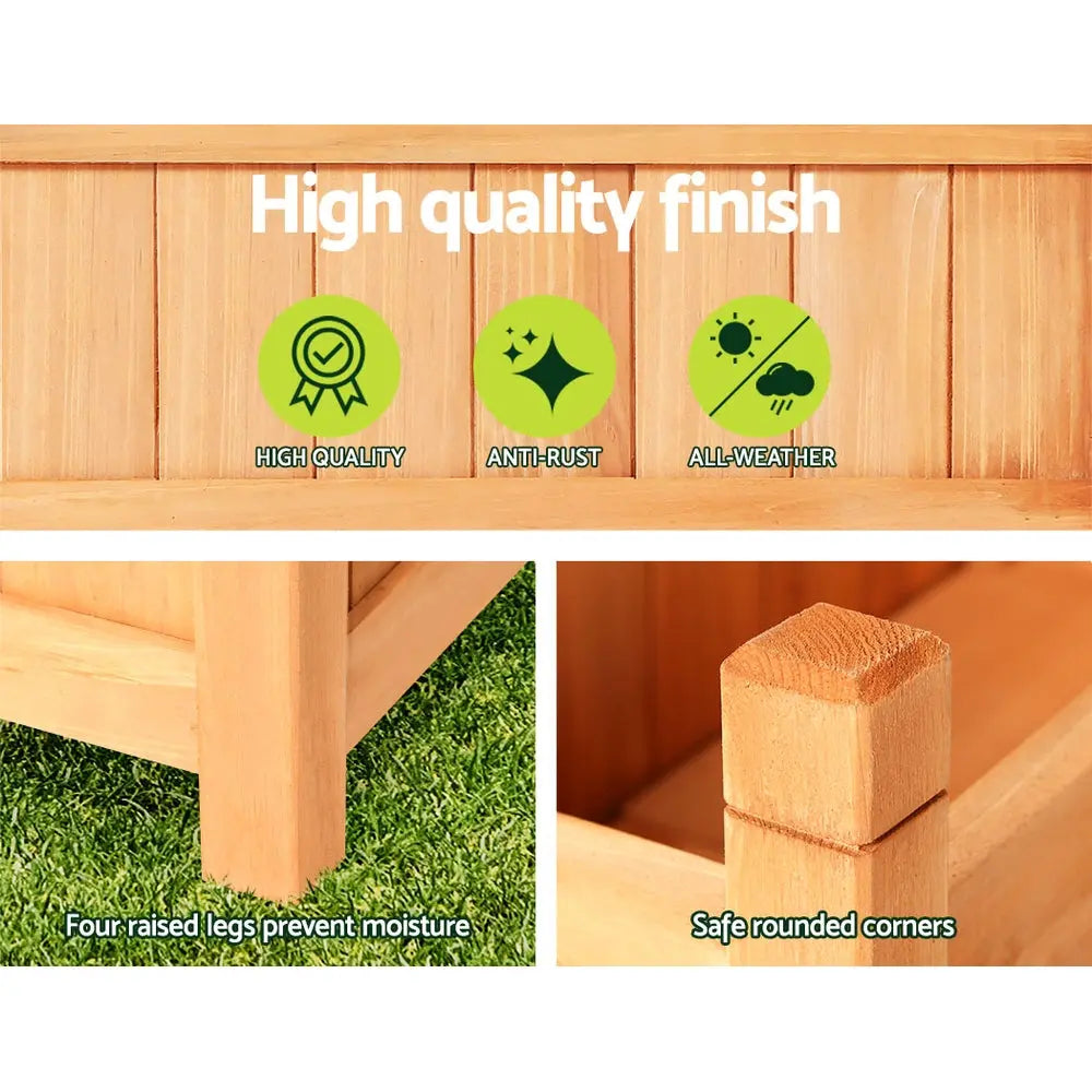 Green Fingers Garden Bed 60x30x33cm Wooden Planter Box Raised Container Growing Bonnyrigg Produce & Garden Supplies