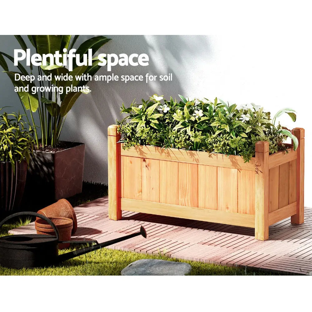 Green Fingers Garden Bed 60x30x33cm Wooden Planter Box Raised Container Growing Bonnyrigg Produce & Garden Supplies