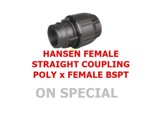 Hansen Female Straight Coupling – Poly x Female BSPT Bonnyrigg Produce & Garden Supplies