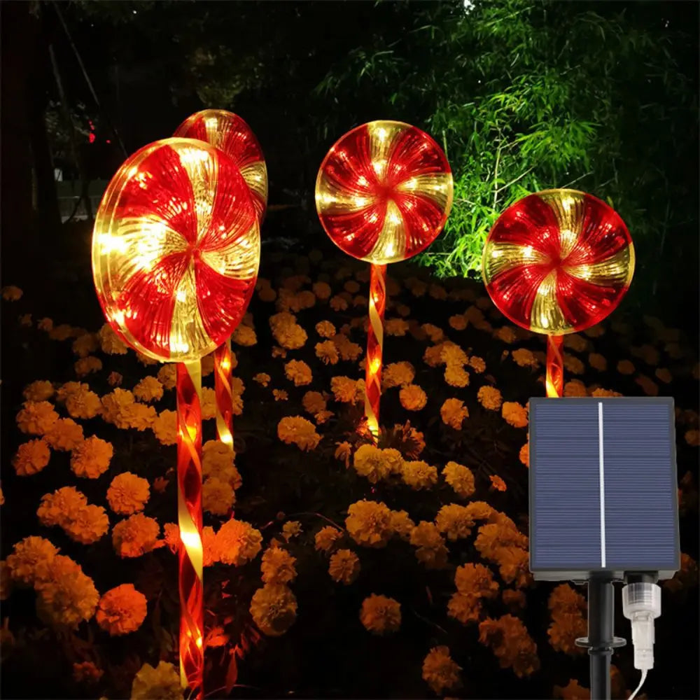 Holiday Lollipop Lights Festive Solar Outdoor Decorations
