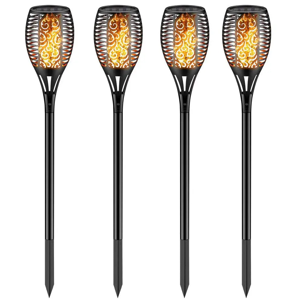 LUMIRO 4 Pack 12 LED Outdoor Flickering Flame Solar Pathway Lights