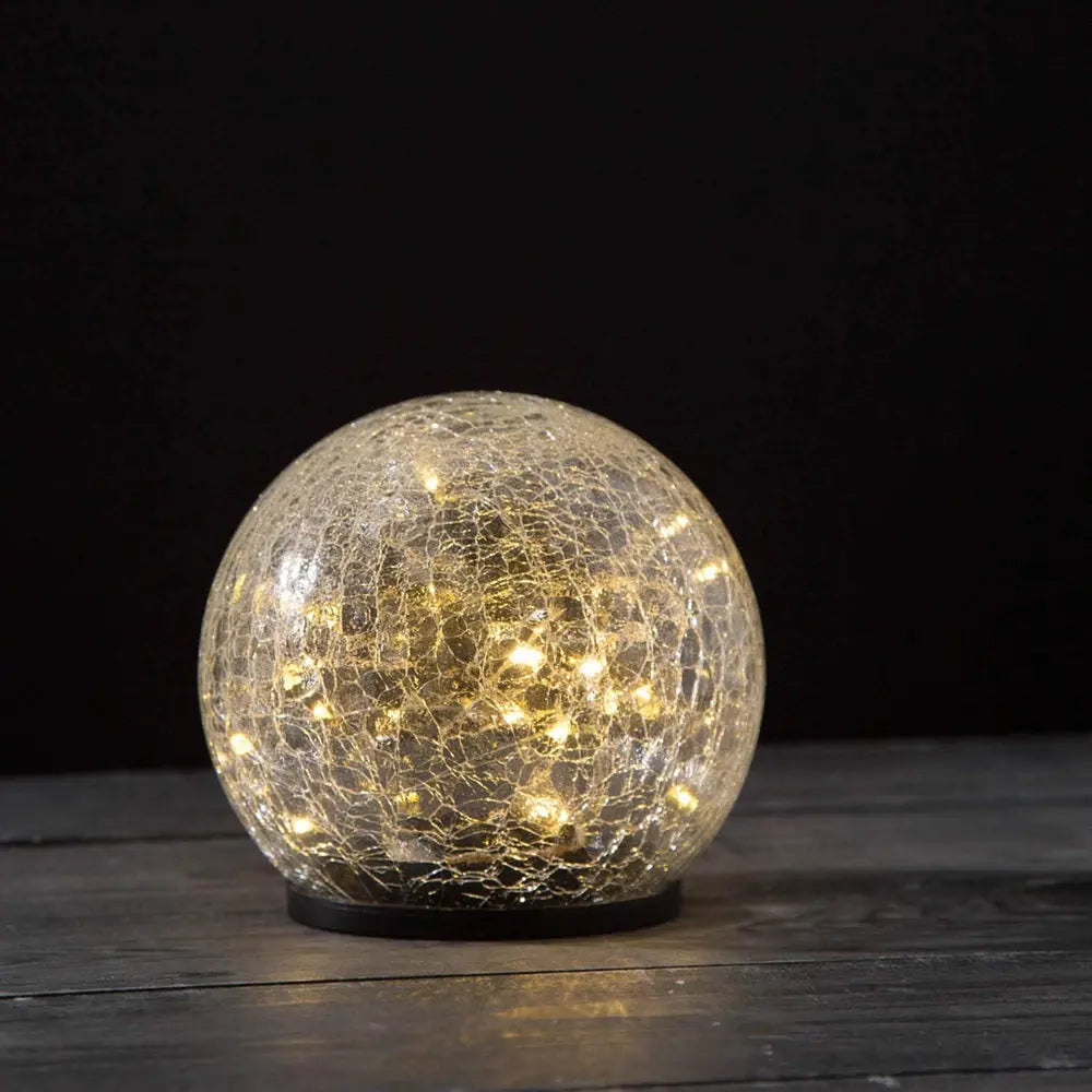 LUMIRO Outdoor Cracked Glass Garden Solar Ball Light - 15 cm