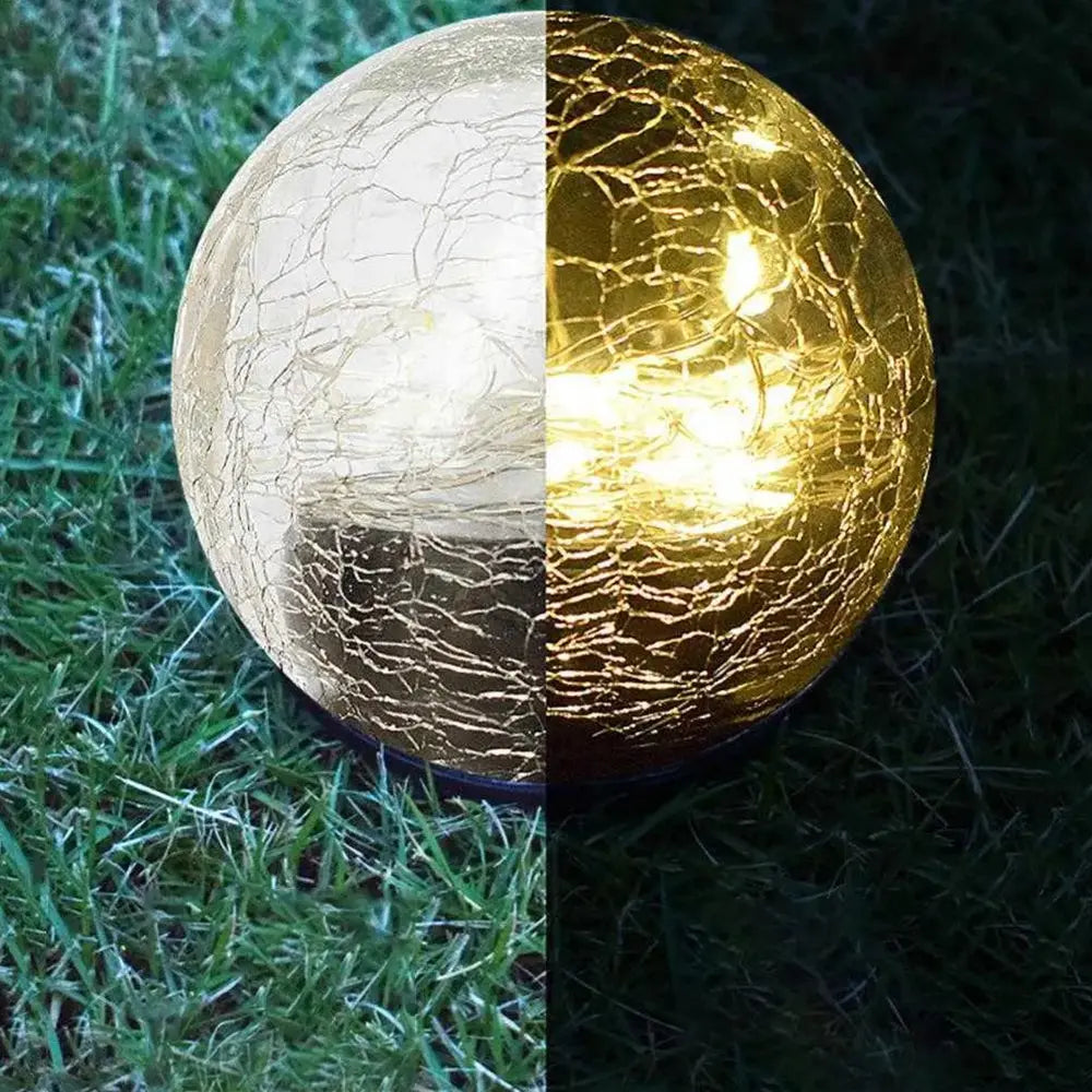 LUMIRO Outdoor Cracked Glass Garden Solar Ball Light - 15 cm