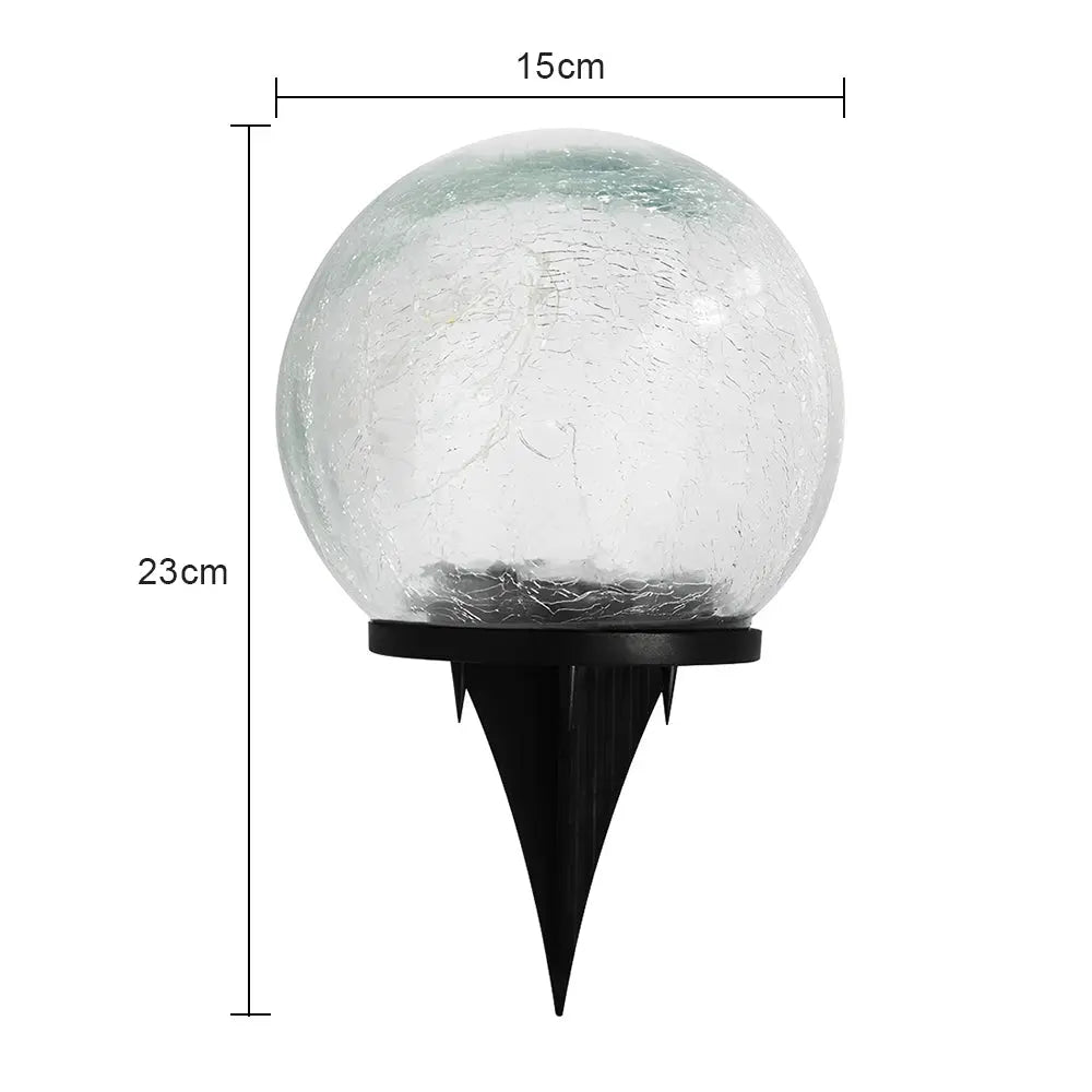 LUMIRO Outdoor Cracked Glass Garden Solar Ball Light - 15 cm