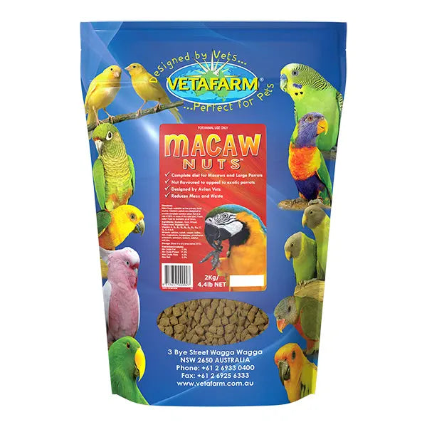 Vetafarm Macaw Nuts 2kg – Complete Extruded Pellet Diet for Macaws & Large Parrots