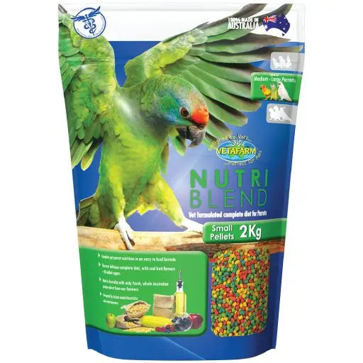 Vetafarm NutriBlend Small Pellets 2kg – Complete Diet for Ringnecks & Small-Medium Parrots