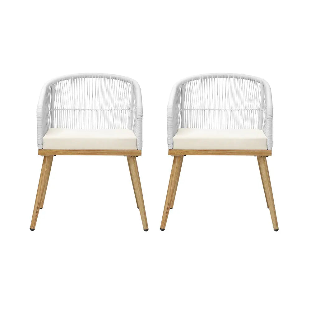 Outdoor Armchairs 2pcs with Rope Detailing and Padded Seat