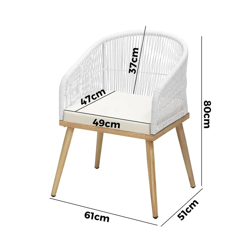 Outdoor Armchairs 2pcs with Rope Detailing and Padded Seat