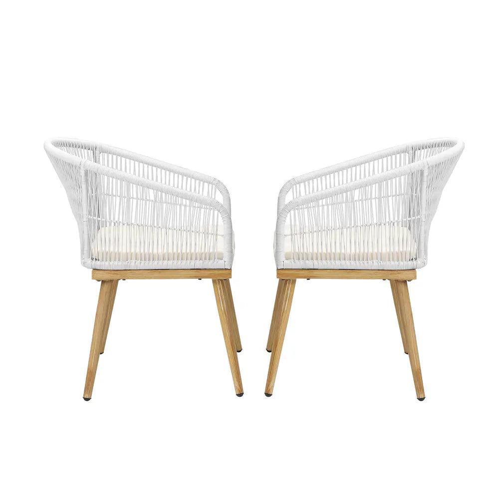 Outdoor Armchairs 2pcs with Rope Detailing and Padded Seat