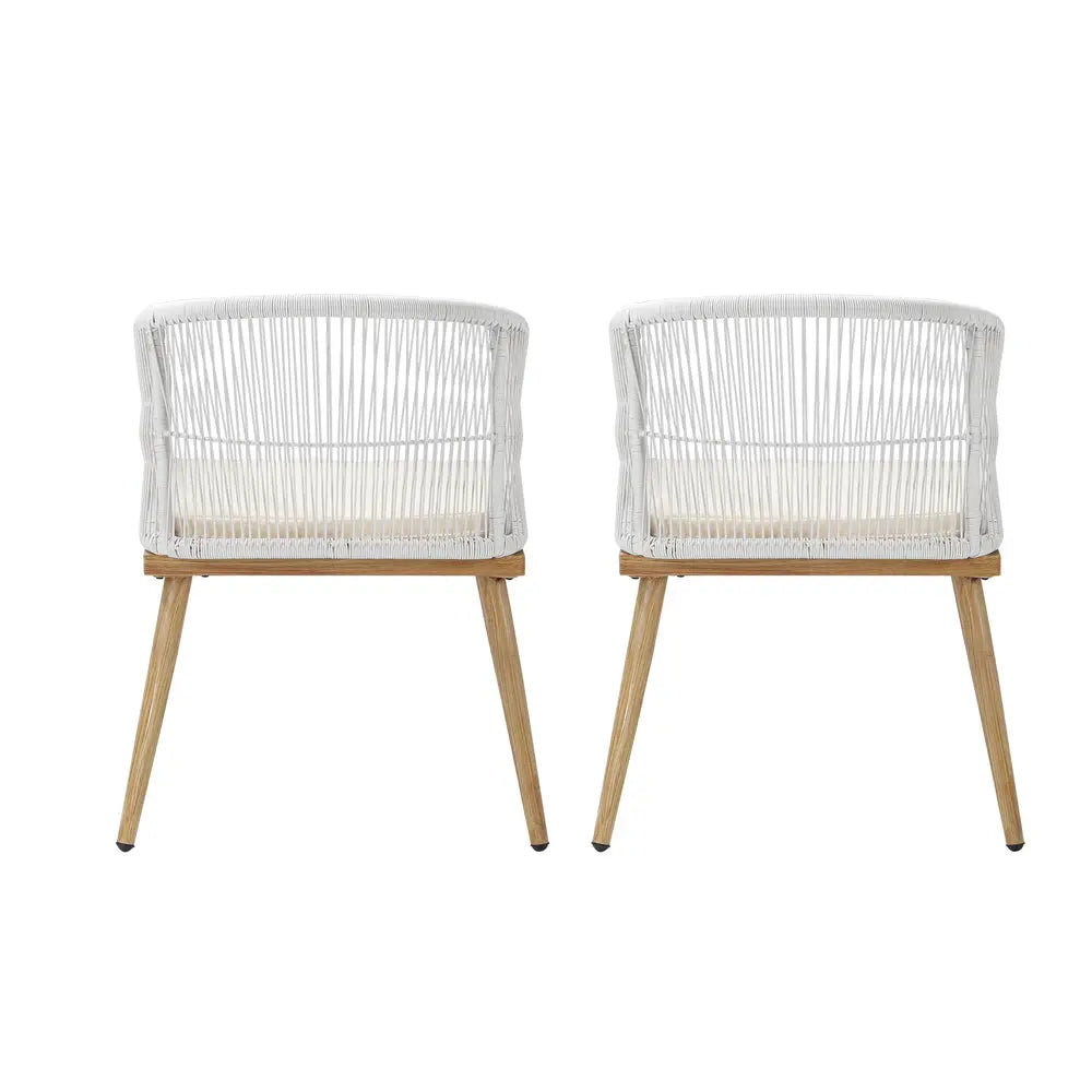 Outdoor Armchairs 2pcs with Rope Detailing and Padded Seat