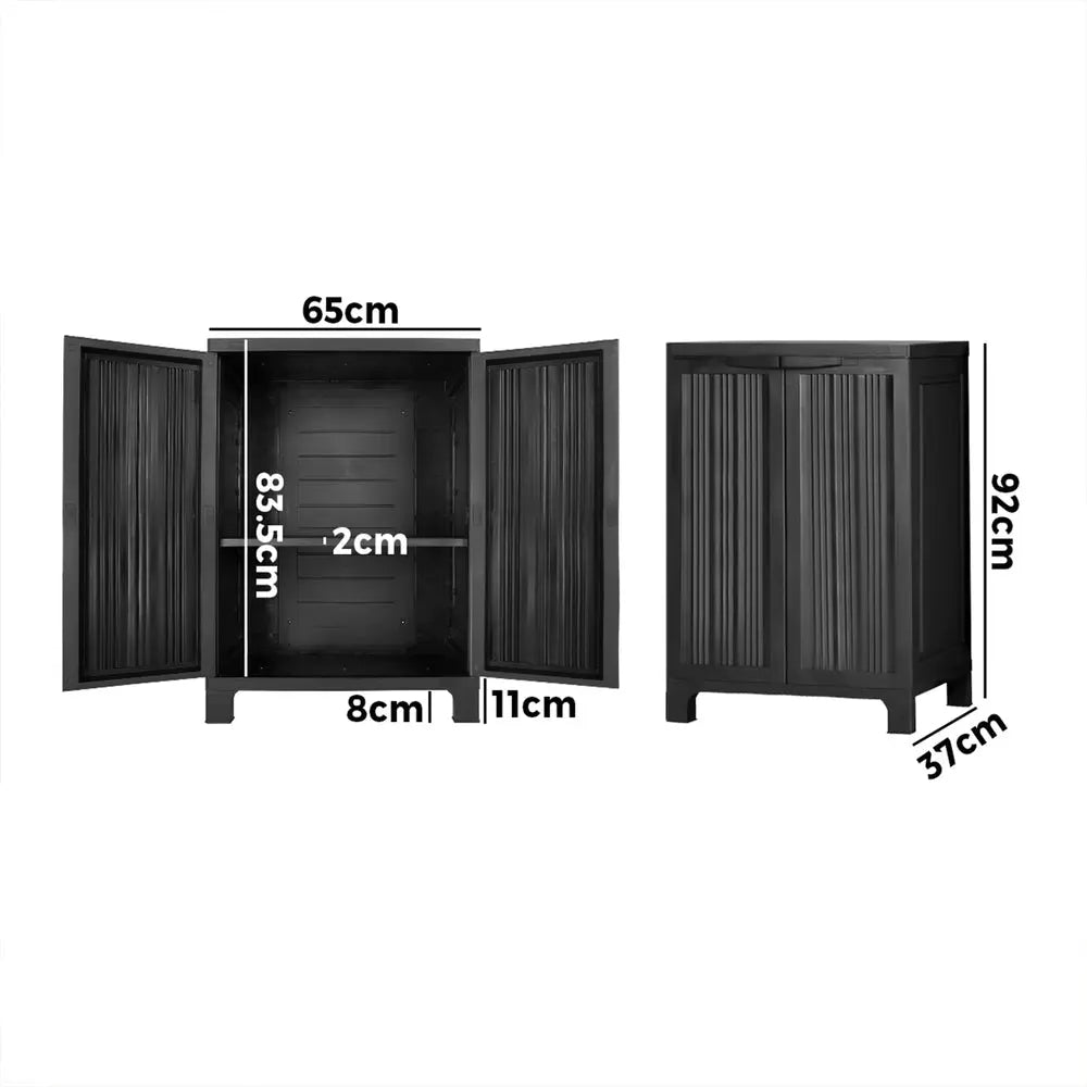 Outdoor Lockable Storage Cabinet with Adjustable Shelves Black