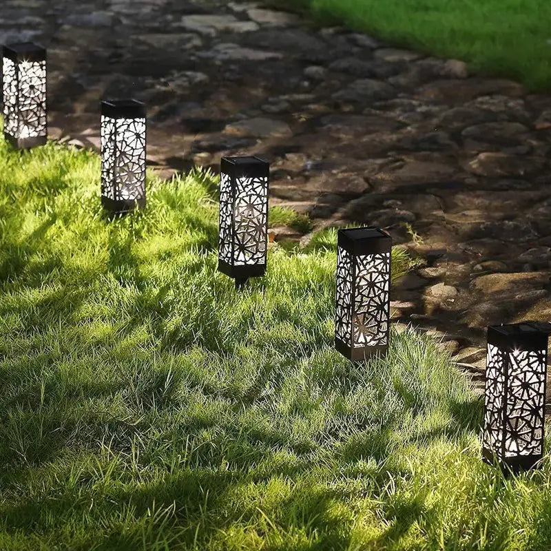 Pack of 4 Cool White Waterproof LED Garden Stake Sensor Ground Lights- Solar Powered