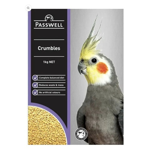 Passwell Small Bird Crumbles 1kg – Complete Low-Fat Diet for Small Birds