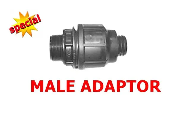 Poly Compression Male Adaptor Fitting – PE Pipe to Male Thread Connector (Various Sizes) Bonnyrigg Produce & Garden Supplies