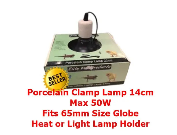 Porcelain Clamp Lamp 14cm | Max 50W | Fits 65mm Size Globe | Heat or Light Lamp Holder Bonnyrigg Produce & Garden Supplies