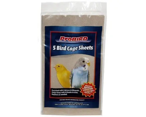 ProBird Bird Cage Sand Sheets 5 Pack – Cut-to-Fit Cage Liners for Small & Medium Birds