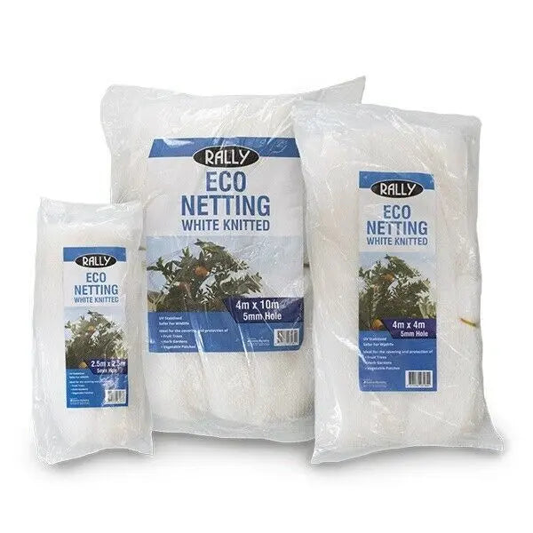 Rally Eco Netting White Knitted 4m x 10m: Wildlife-Safe Bird Netting