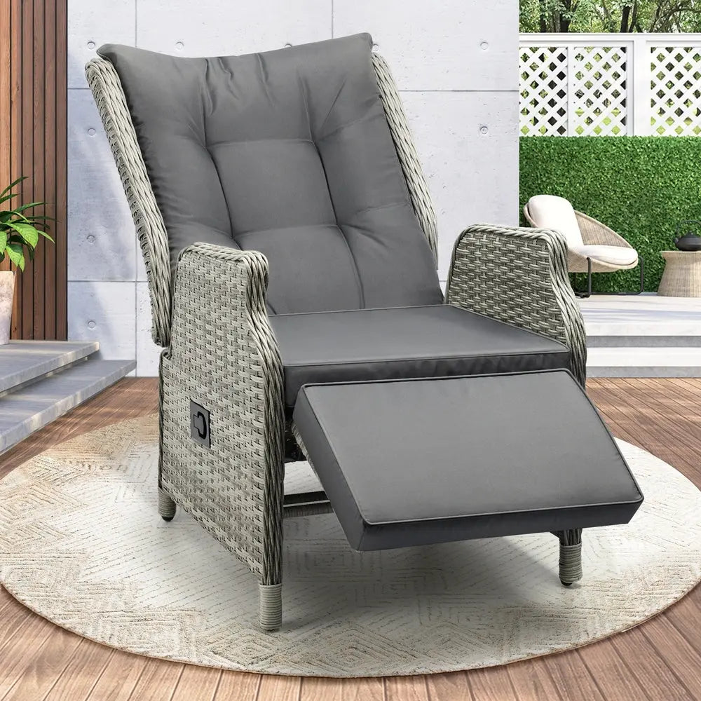 Recliner Chair with Adjustable Footrest Grey