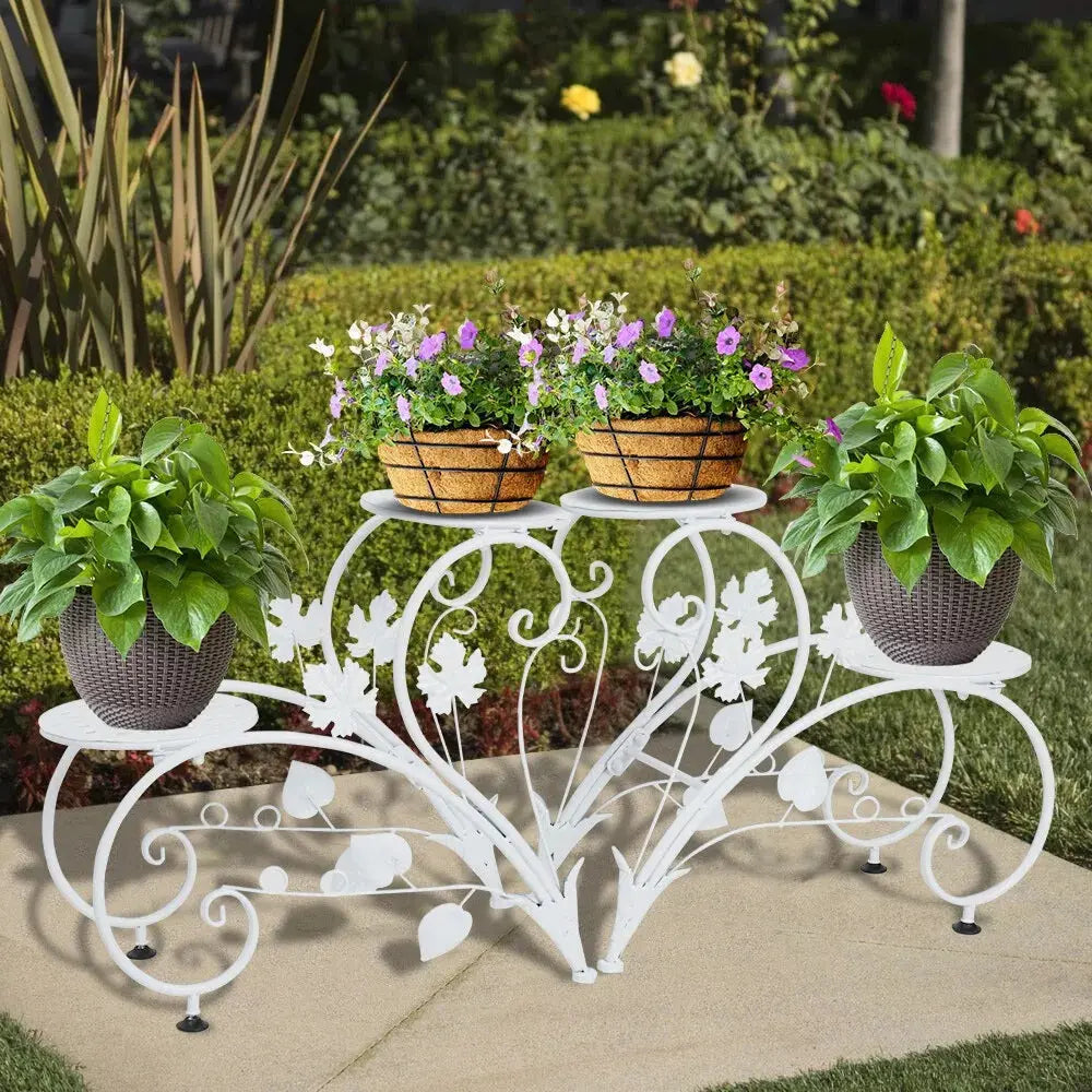 Set of 2 Decorative 4-Tier Metal Plant Stands