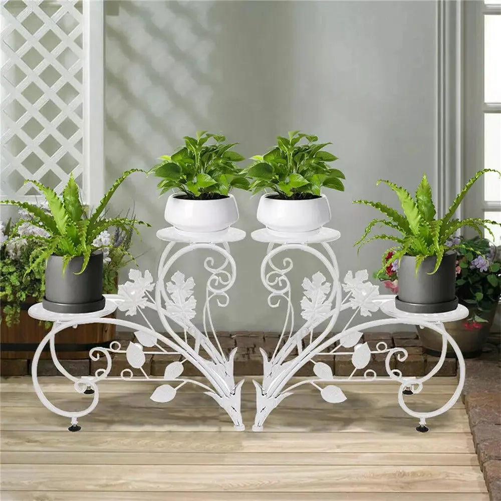 Set of 2 Decorative 4-Tier Metal Plant Stands