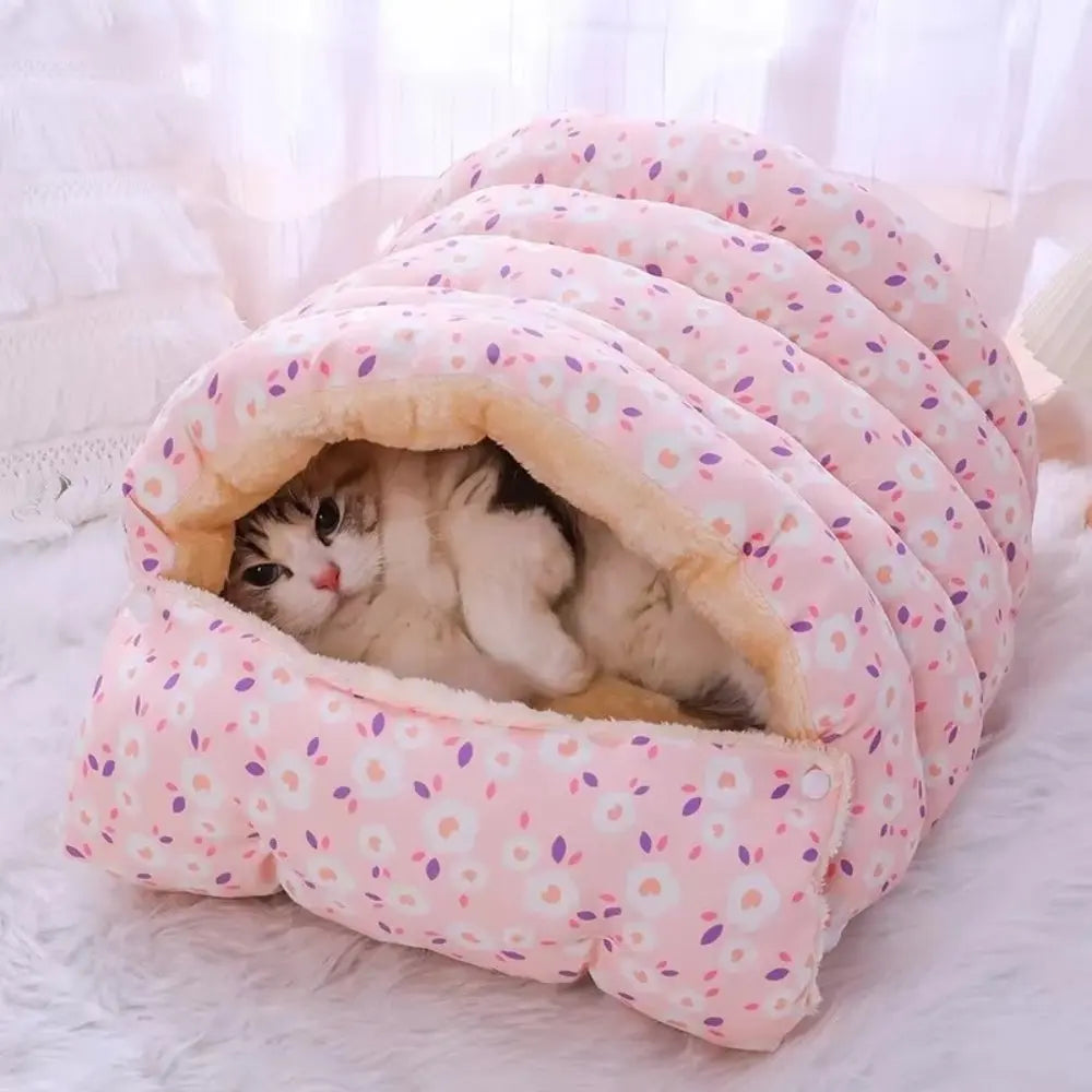 Soft Cat Bed Cushion – Coral Fleece Sleeping Bag Bed for Cats & Kittens