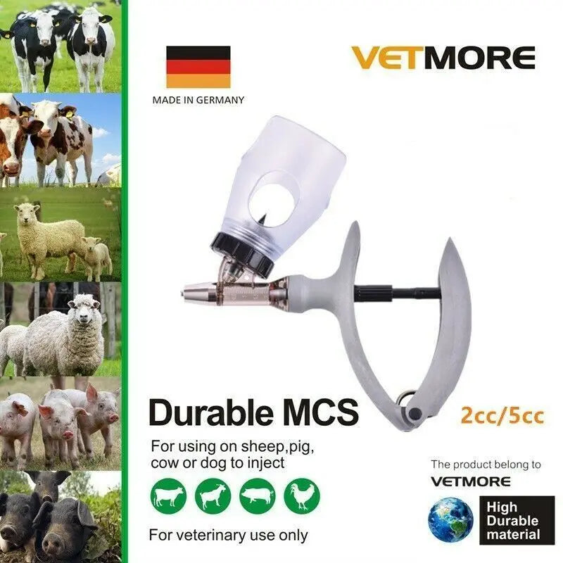 Vetmore Durable MCS Adjustable Metal Syringe 2cc/5cc