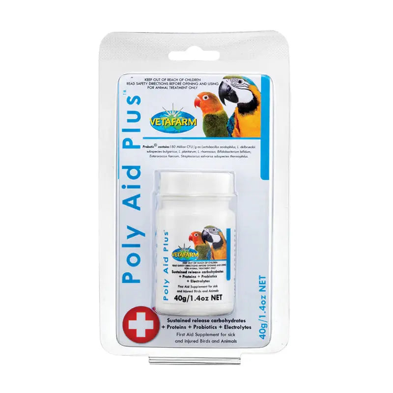 Vetafarm Poly-Aid Plus 40g: First Aid Recovery Supplement for Sick and Injured Birds